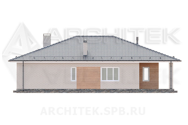 VR-287-P проект одноэтажного коттеджа 11.9×15.45 из пеноблоков с террасой