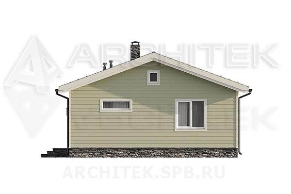 VR-291-P/1 проект маленького 1-этажного коттеджа из газобетона 13.54×10.22