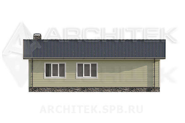 VR-291-P/1 проект маленького 1-этажного коттеджа из газобетона 13.54×10.22