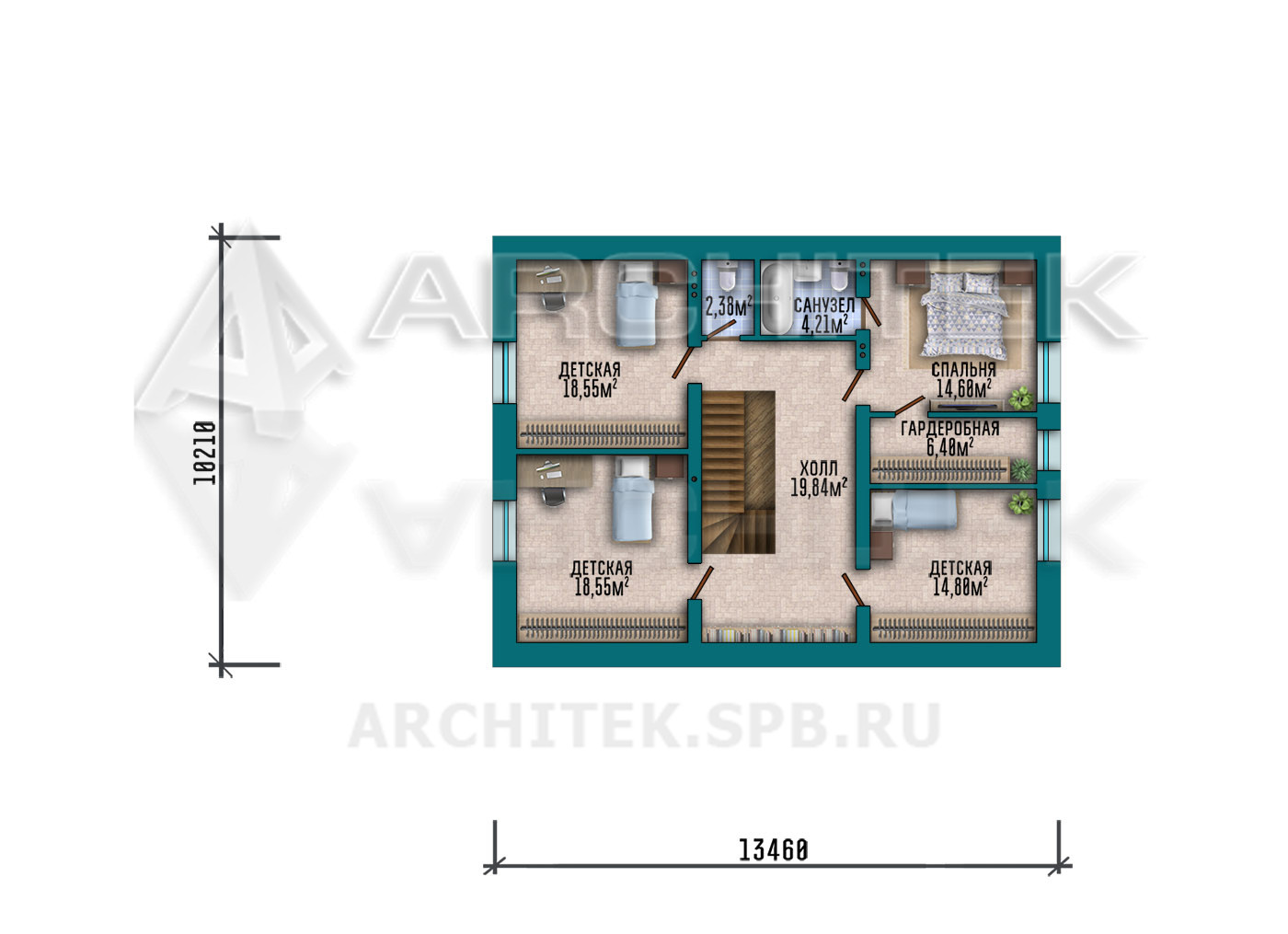 VR-303-P/1 Проект дома из газобетона с гаражом, мансардой, террасой 16.9х15.2