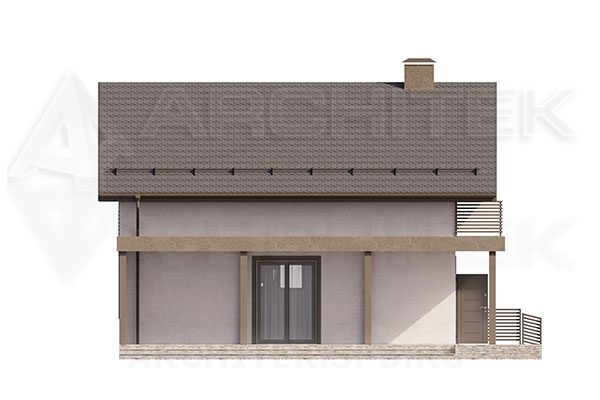 VR-308-P проект дома из пеноблоков с мансардой, балконом и террасой 12.57×13