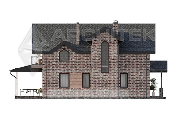 VR-318-P/1 Проект дома из газобетона с мансардой, террасой, эркером, балконом 12.7х17