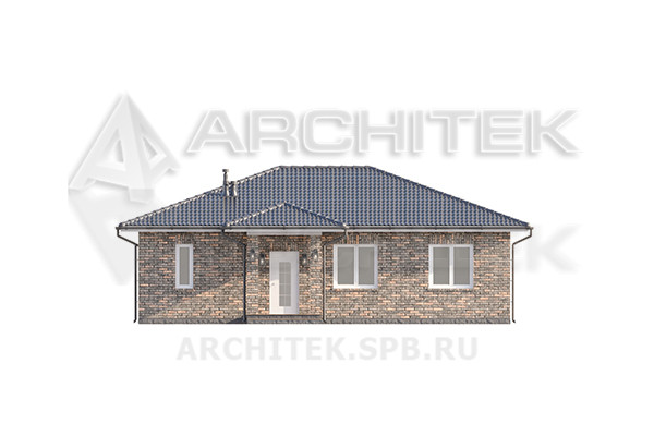 VR-325-P/1 Проект простого маленького 1-этажного дома 12.5х14.3 из газобетона с террасой