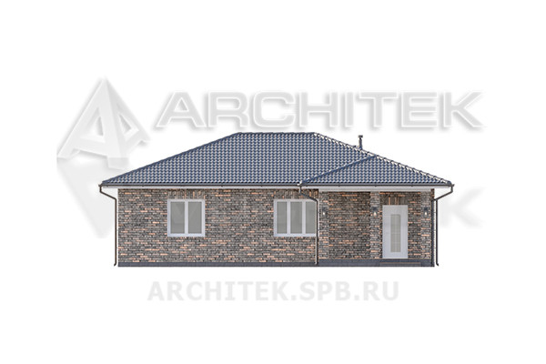 VR-325-P/1 Проект простого маленького 1-этажного дома 12.5х14.3 из газобетона с террасой