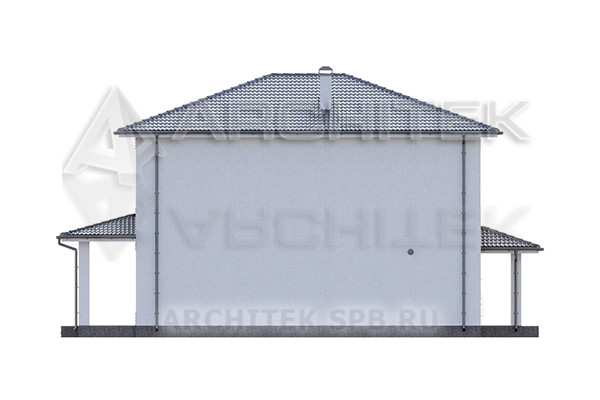 VR-327-P/1 Проект простого 2х-этажного дома из пеноблоков с 4 спальнями и террасой 9.4х16.7