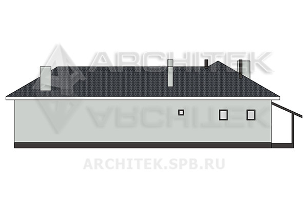 VR-476-K/1 Проект 1-этажного дома из керамических блоков с верандой 18.4×11.6