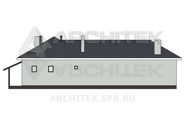 VR-476-K Проект одноэтажного кирпичного дома с верандой 18.4×11.6