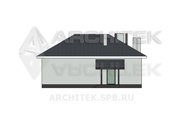 VR-476-K Проект одноэтажного кирпичного дома с верандой 18.4×11.6