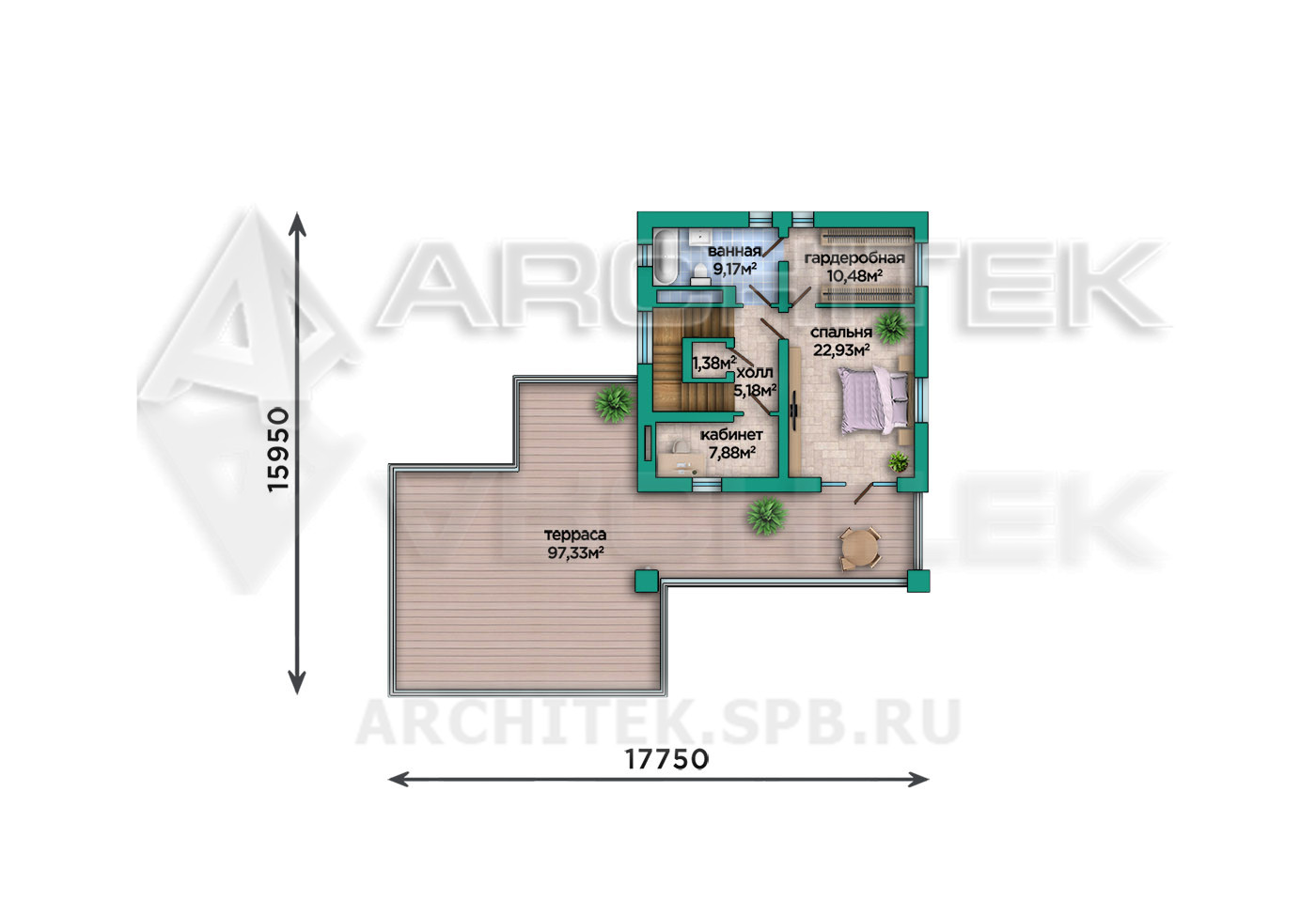 VR-490-P Проект 3-этажного дома из газобетона 24х19 с плоской крышей, бассейном, гаражом, сауной, террасой