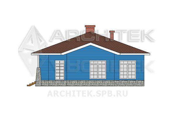 VR-504-P/1 Готовый проект 1-этажного коттеджа из газобетона с террасой 20х14