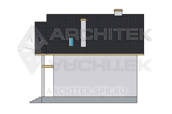 VR-524-P/1 Проект простого коттеджа из пеноблоков с мансардой, балконом, террасой 8.24×9.7