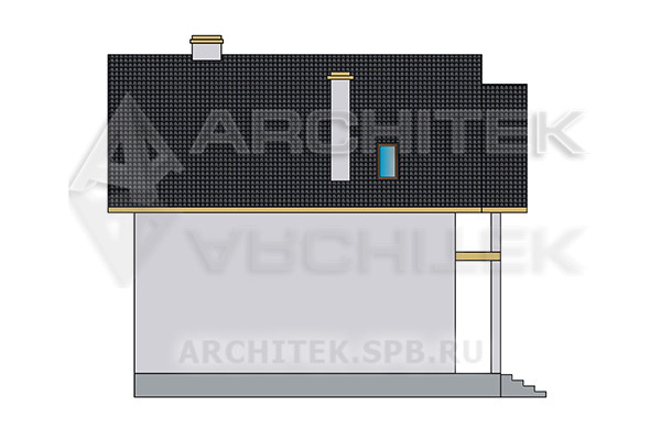 VR-524-P Проект простого дома из газобетонных блоков с мансардным этажом, балконом, террасой 8.24×9.7