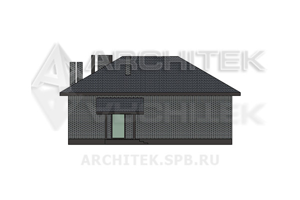 VR-563-K/1 Готовый проект одноэтажного дома из кирпича с верандой 18.4×11.6
