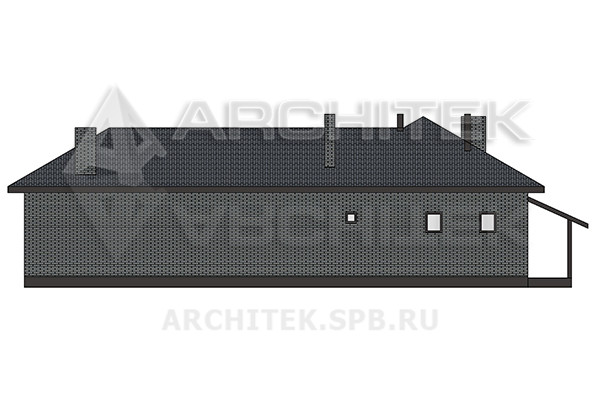 VR-563-K/1 Готовый проект одноэтажного дома из кирпича с верандой 18.4×11.6