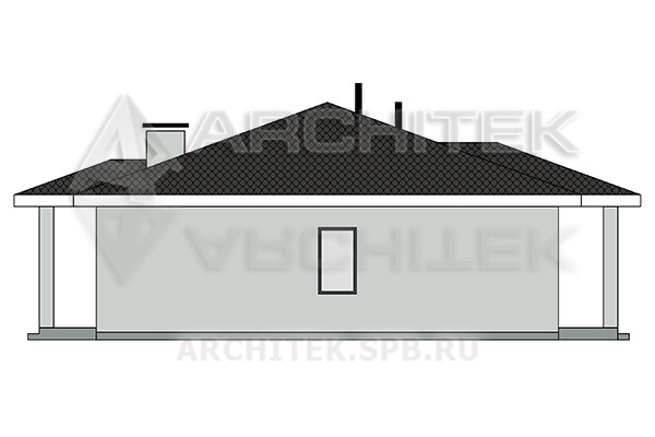VR-571-P Готовый проект загородного одноэтажного коттеджа из газобетонных блоков с террасой 15.2×15.8